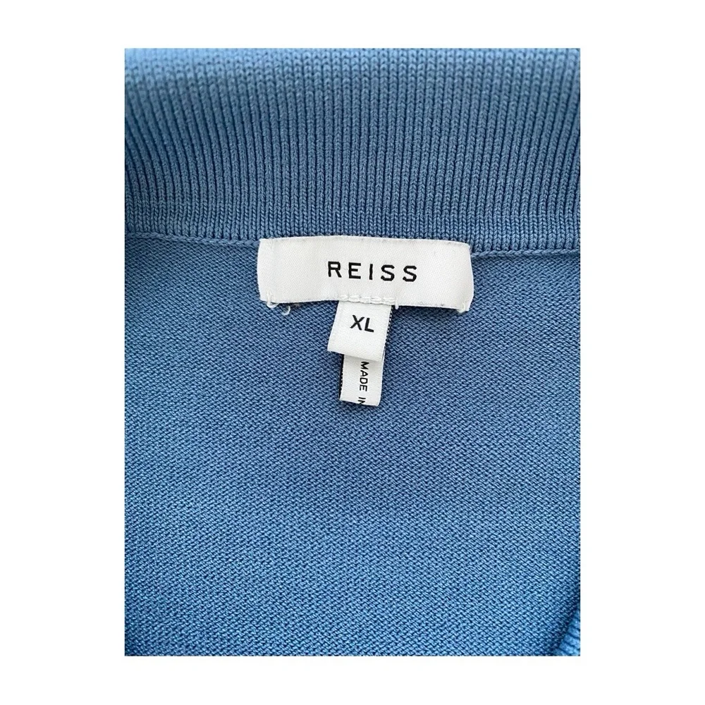 Reiss Jasper Half-Zip Striped Blue Polo T-Shirt Sz XL - Picture 5 of 11